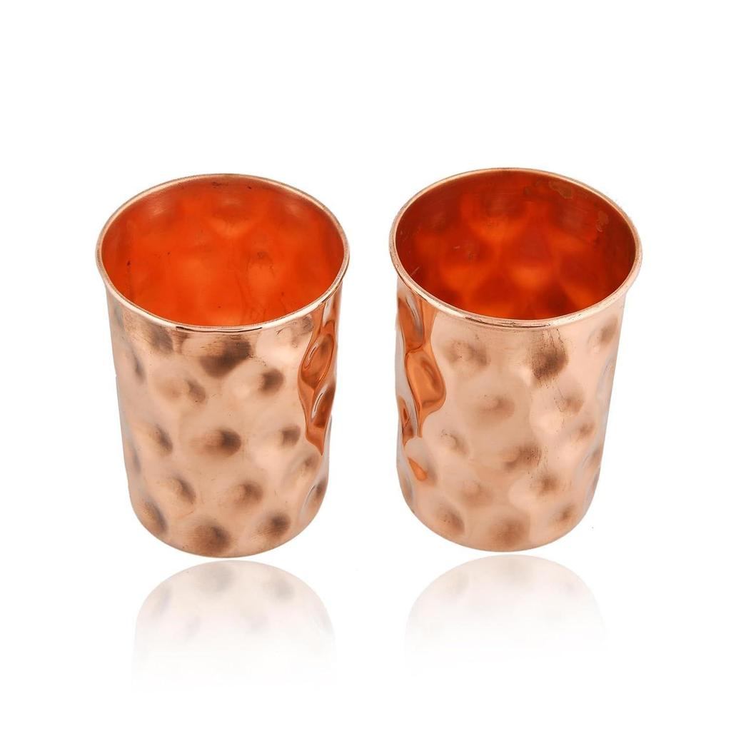 Copper Water Bottle 1 Ltr | Copper Water Bottle with Glass Set | Meena Work | 100% Pure | Leak-Proof | 2 Water Glass 300ml each |
