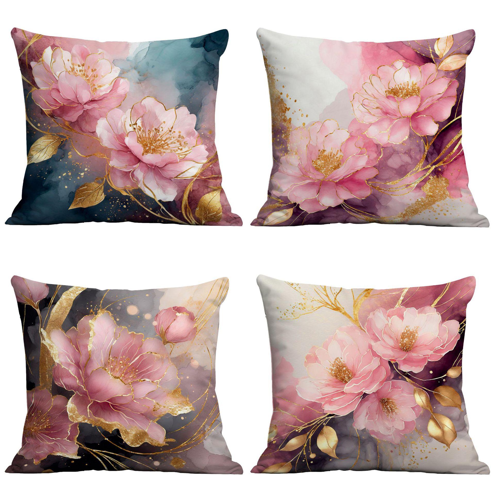 

European and American Modern Light Luxury Style Gilt Floral Pillowcase Living Room Sofa Cushion Pillowcase 45 * 45Cm