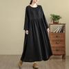Long sleeve plus size cotton vintage new in dresses for women casual loose spring autumn dress