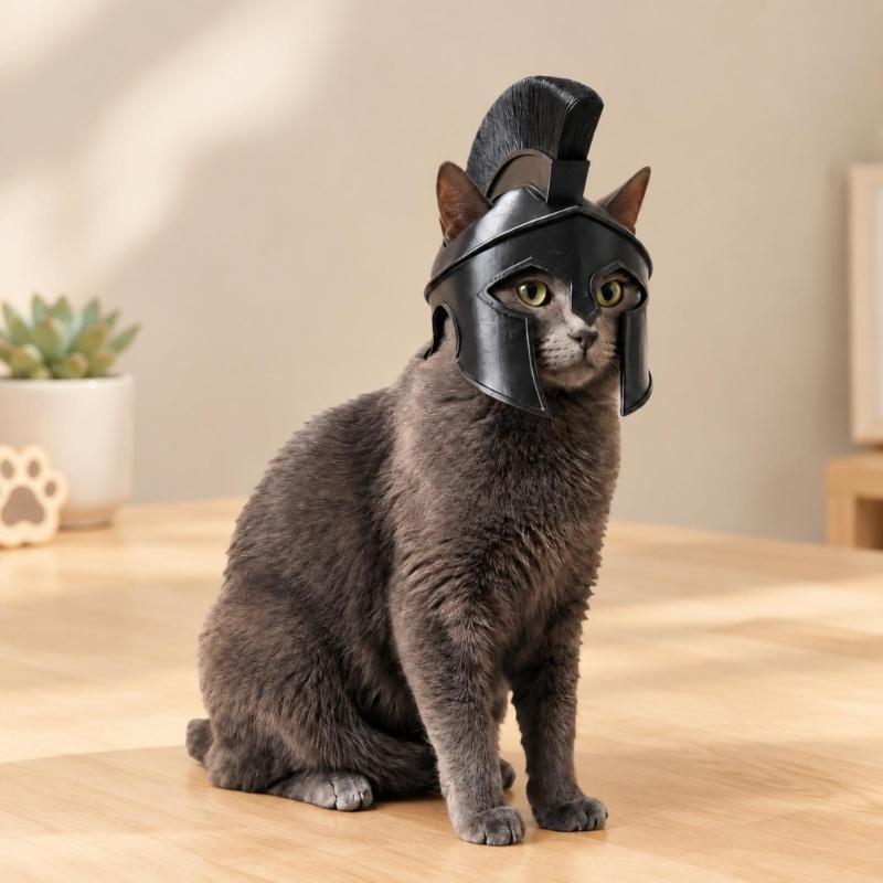 Knight-Design Cats Headpiece, 3D Printed Costume Helmet with a Sanded Paintable Surfaces for Photos and Cosplay
