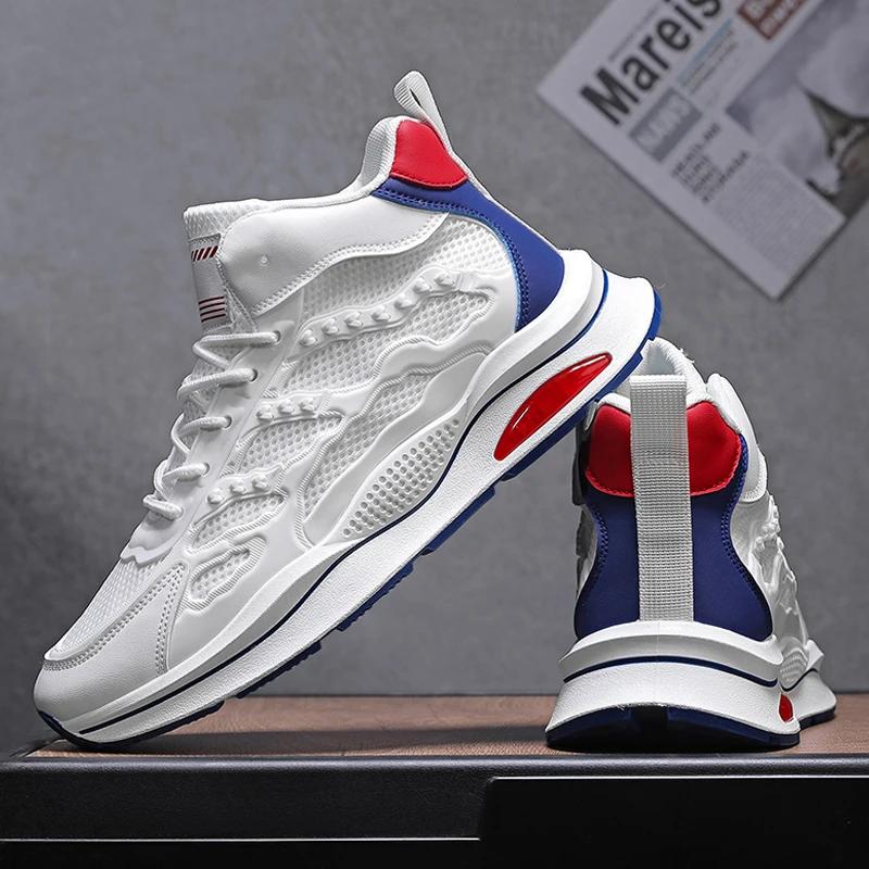 Men'S Breathable Mesh Shoes Summer  Out Casual Running Shoes Soft Bottom Comfort Light Fashion Shoes Thick Sole Sneakers