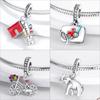 New 925 Silver Snake Coffee Cup Dog CZ Cactus Charms Beads Fit Original Women Bracelet Fine Silver Jewelry Gift