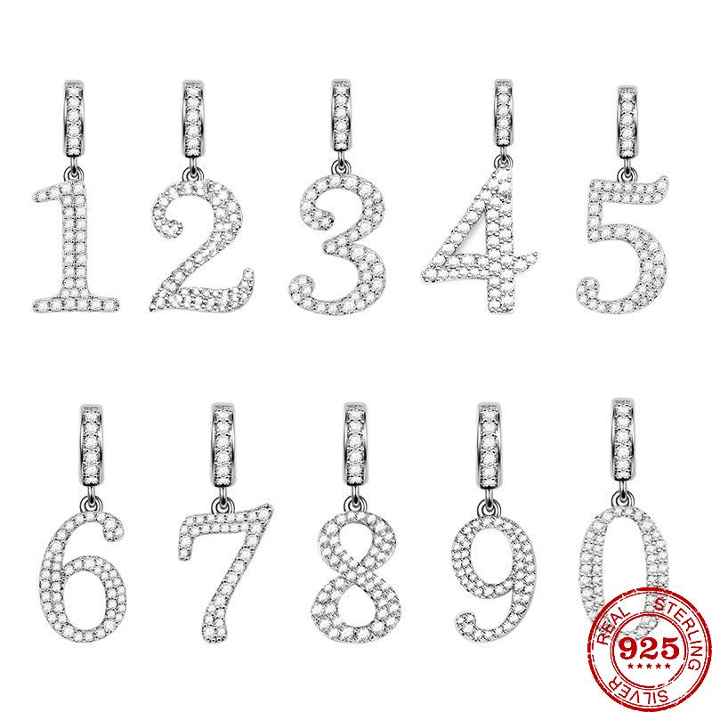 Real Copper Number Birthday Anniversary Celebration Charm DIY Craft Dangle Beads Fit Genuine Pendant Bracelet Necklace Fashion Fashion Jewelry