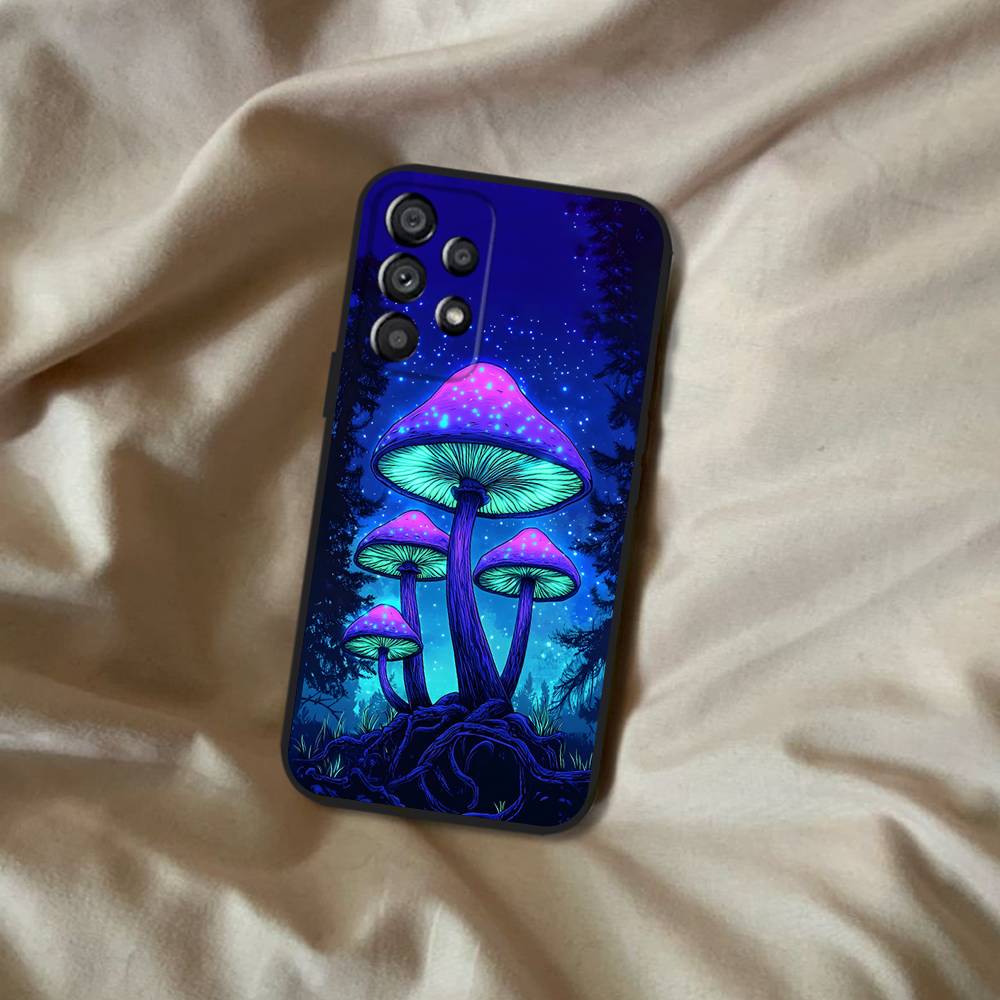 Trippy Art Mushroom Phone Case For Samsung Galaxy A20,A21s,A22,A31,A32,A52,A53,A72,73,A80 Soft Black Cover