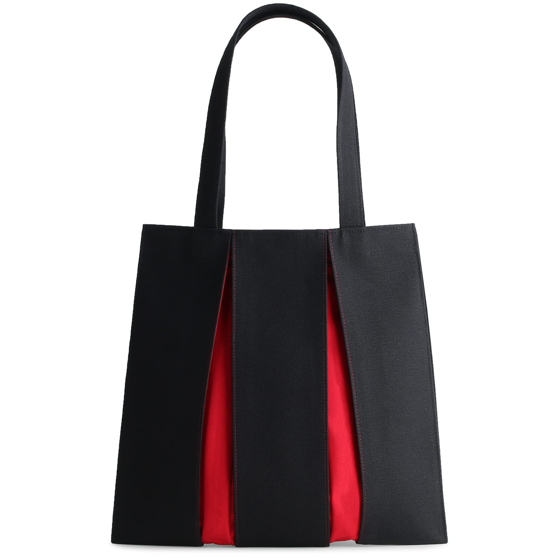 

ougi Canvas Tote Bag MH Made in Japan Kyoto Shoulder Bag Lightweight Commuting Bag with Hook and Loop Compatible with A4 Size [KOSHO] (9. Black/Red)