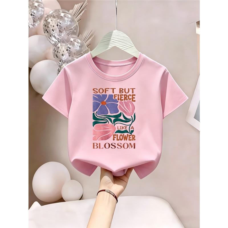 European sizes Girl's Round Neck T-Shirt, Short Sleeve, Summer Casual Comfortable Sporty Fashion for Teen Girls' Daily Wear