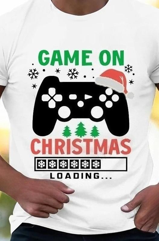 

Fashionable Christmas game console printed Womens Tshirt Christmas party Tshirt short sleeved round neck Tshirt 4XL