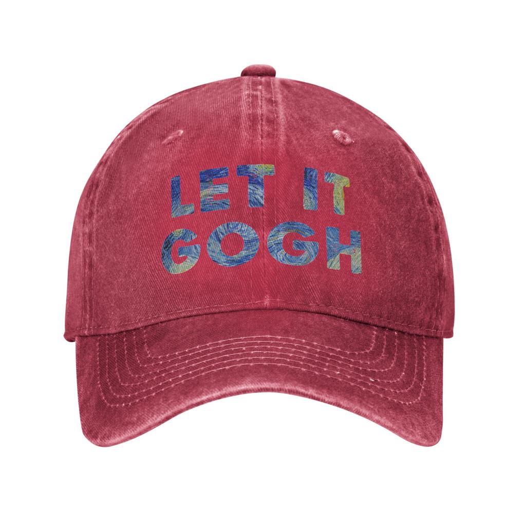 Let It Gogh Funny Vincent Van Gogh Starry Night Unstructured Baseball Caps Painting Distressed Denim Hats Soft Workouts Headwear
