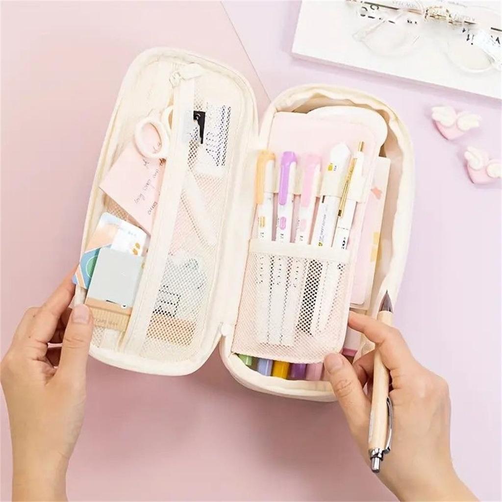 Erweiterbare Federtasche mit großem Fassungsvermögen, Federtasche im Color-Block-Design, Transformierbare Schreibware für Schüler