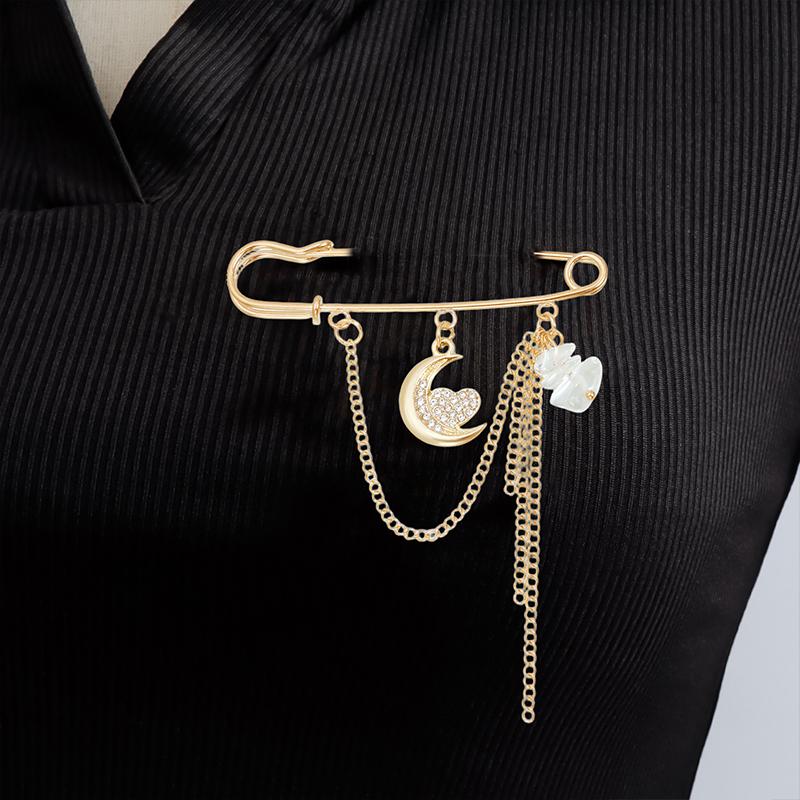 Elegant Pearl Chain Tassel Brooch Fashion Women Clothing Decor Accessories Jewelry Pin Pants Waist Adjust Pins Bag Pendant Gifts