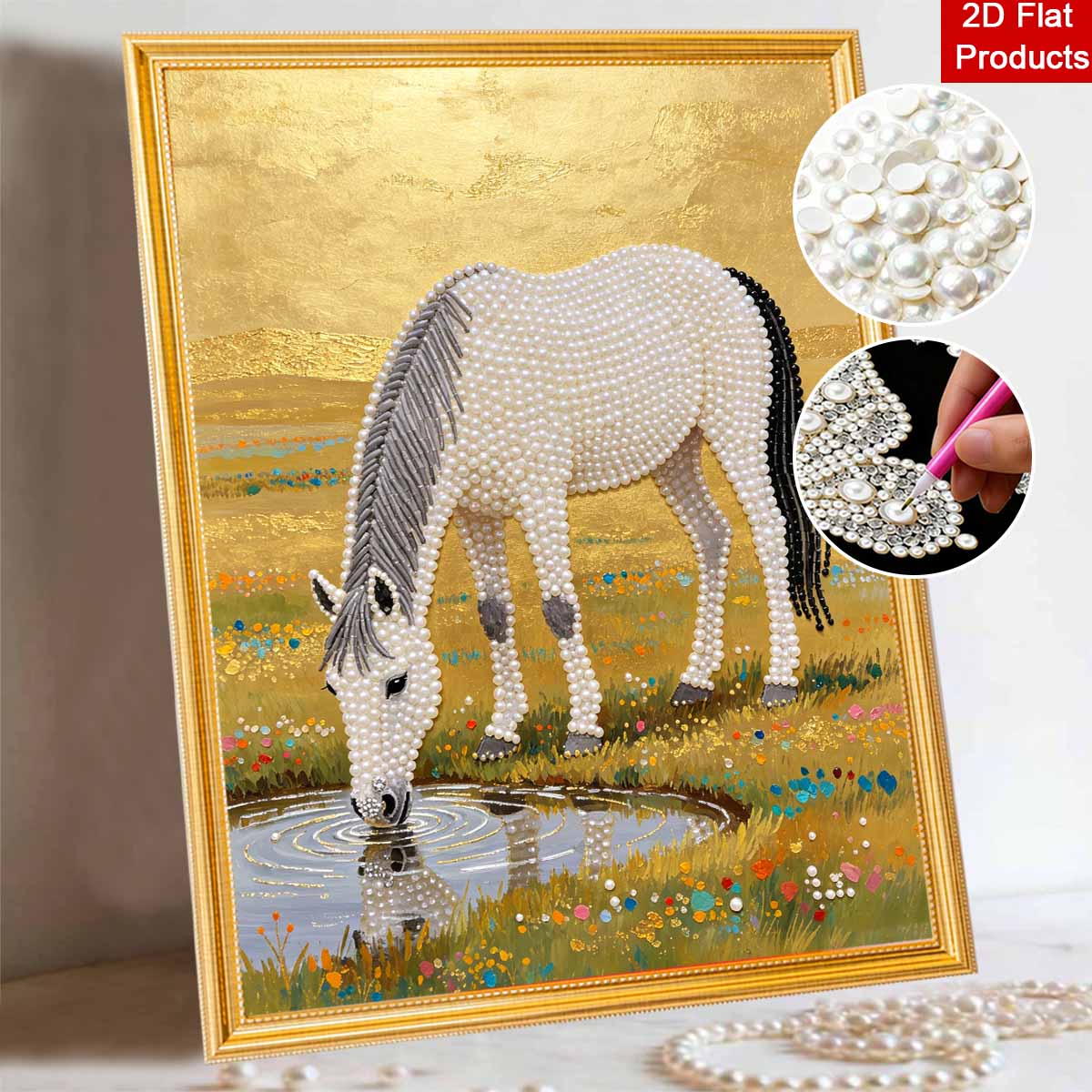 Animal Pearl Painting DIY Majestic Horse Living Room Hanging Painting Art Ornament Decorative Painting Home Decoration 30x40