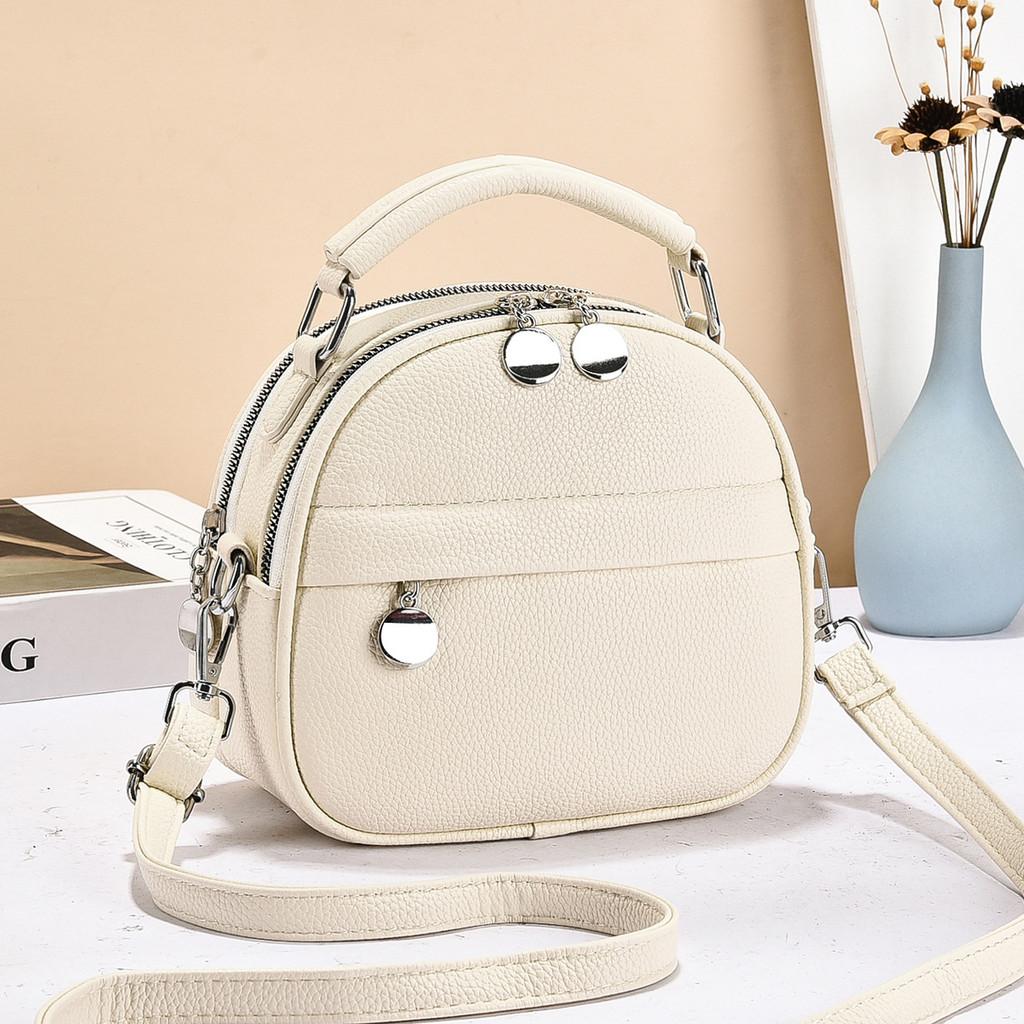 Pu Leather Small Round Crossbody Bag For Casual Travel Women
