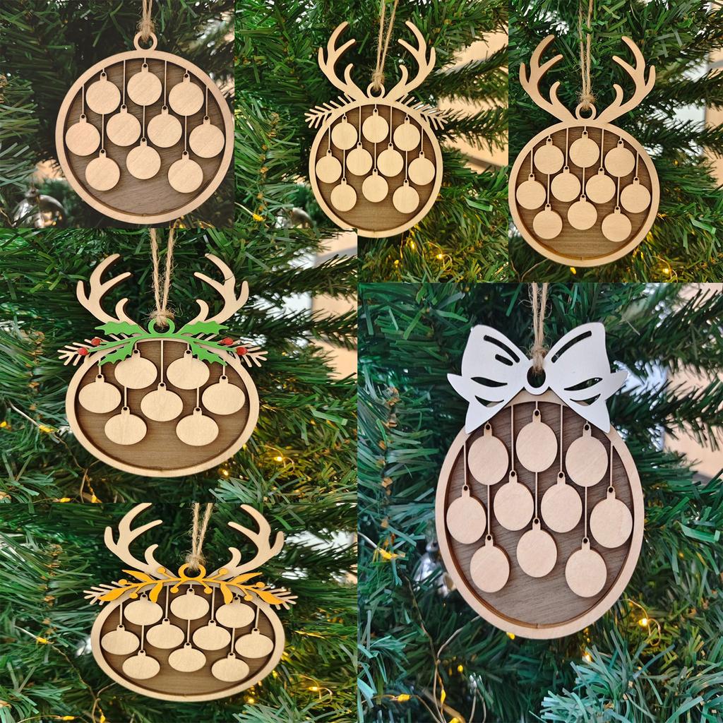 Christmas ReindeerWooden Tag Bow Christmas Tree Decoration