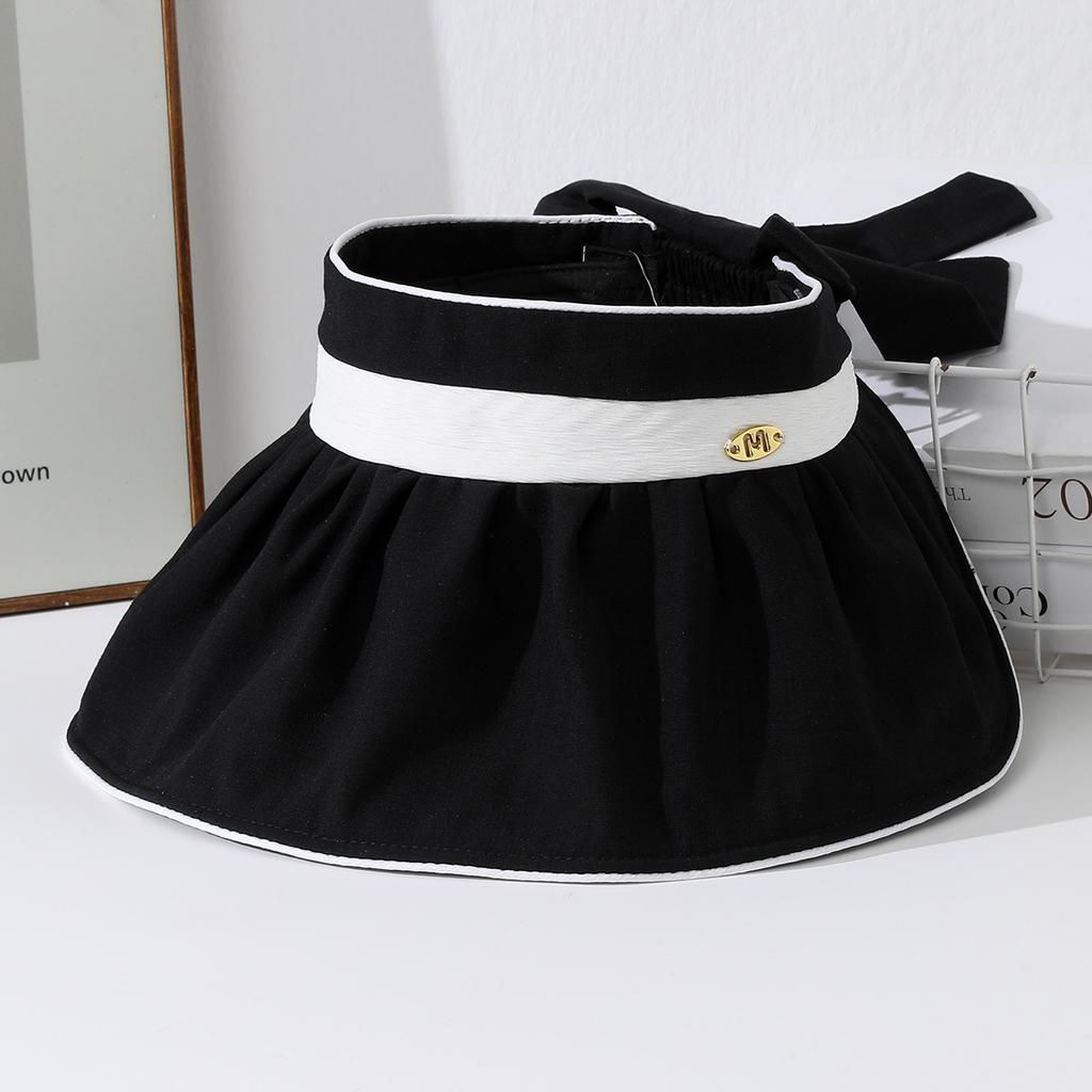 Big Brim Empty Top Hat Summer Outdoor Travel Sun Protection Hat Women's UV Protection Sun Hat Beach Sunshade Cotton and Linen Hat