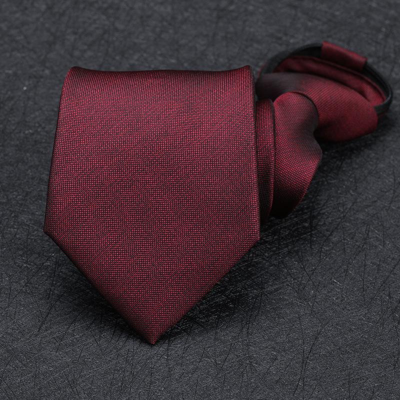 Men'S Zipper Free Dress Tie Business Red Black Professional Wedding Groom Korean Version Of A Pull Tie