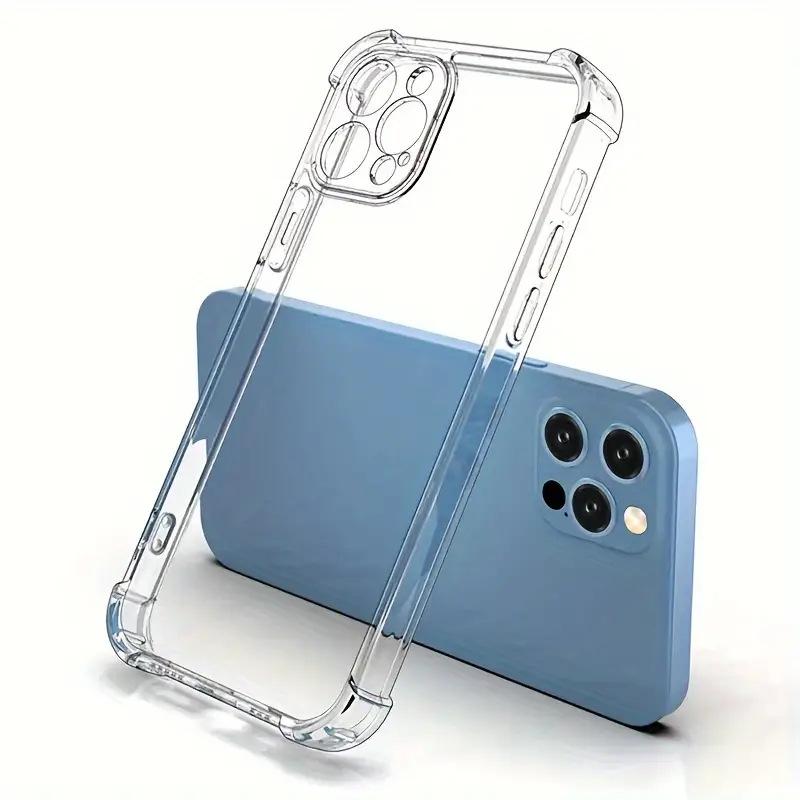 New iphone16 transparent mobile phone case apple 15/14/13 promax four corners anti-drop fine hole all-inclusive soft case