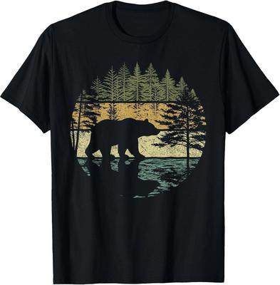 Vintage Forest Bear Nature Graphic Tee for Outdoor Enthusiasts
