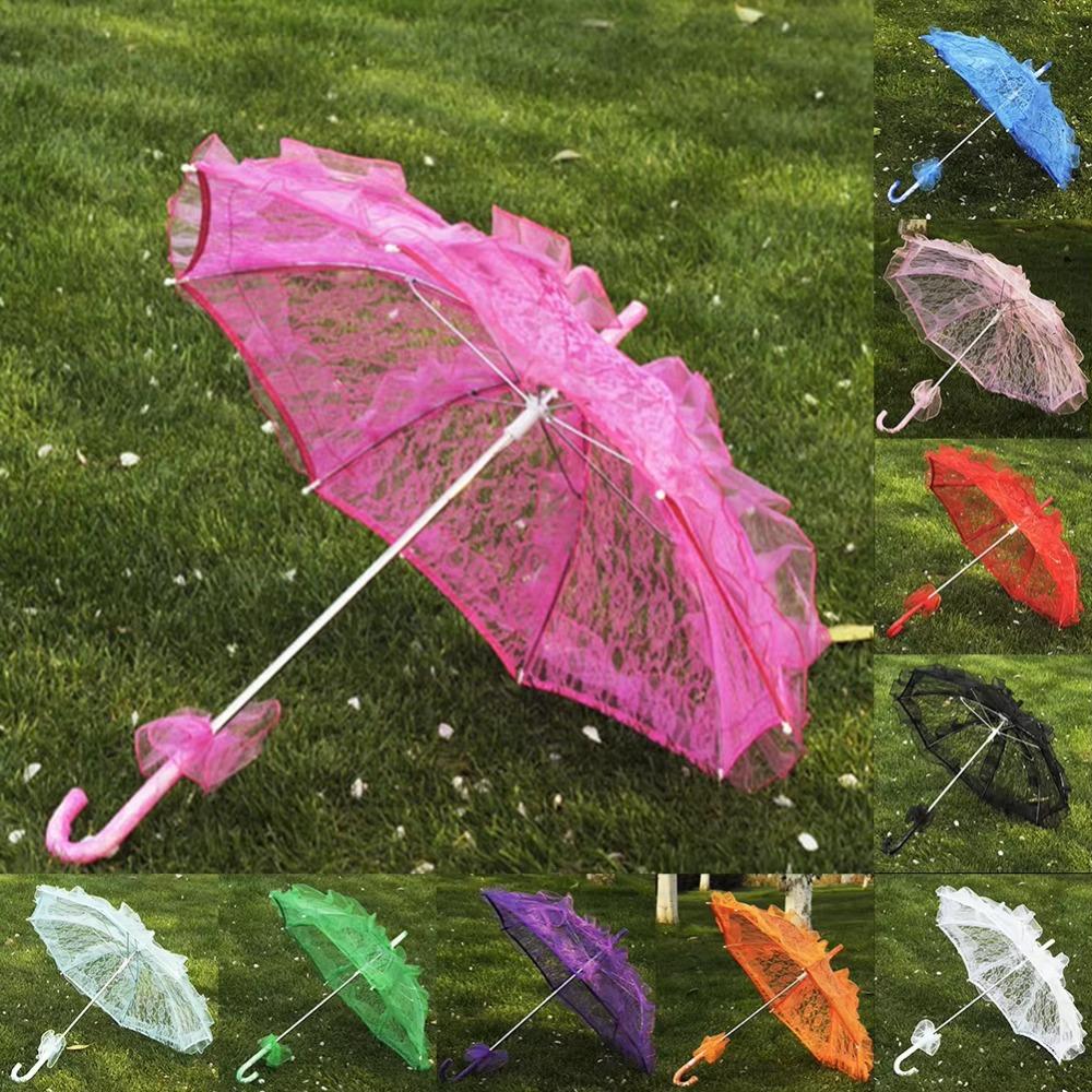 Romantic Bridal Umbrellas Ruffles Trim Craft Flowers Umbrellas New Floral Lace Umbrella