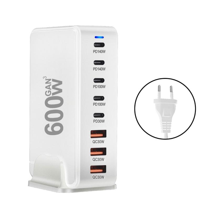 600W Desktop GaNs Chargers USB C USB A Charging Station Desktop Mutliport for Fast Chargers Laptop Power Adapter