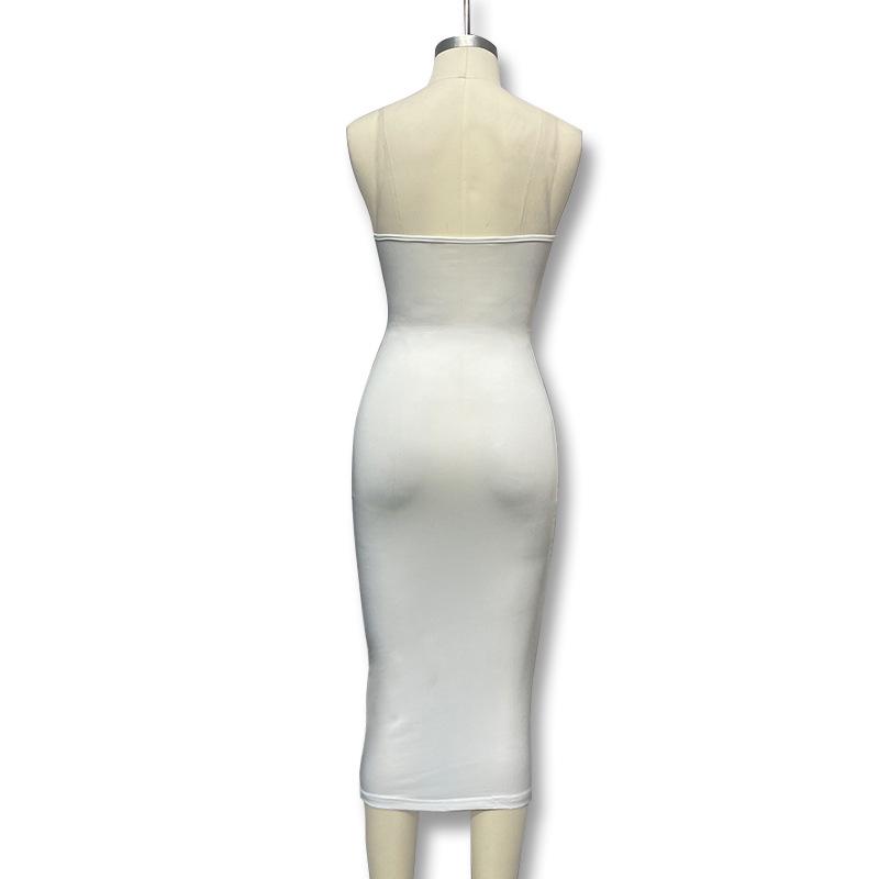 European & American Style Sexy Off-Shoulder High Slit Strapless Summer Dress for Women