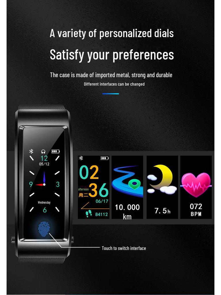 Smart Bracelet with Bluetooth Earbuds: B6S Color Screen Sports Watch for Calls and More