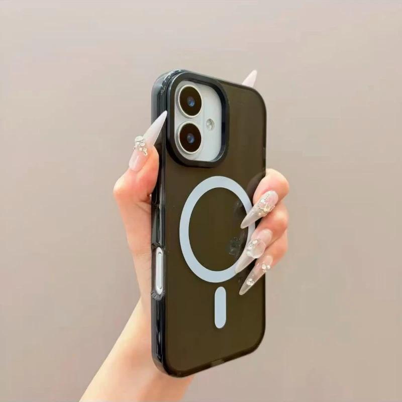 Barevný MagSafe kryt na telefon pro iPhone 17Air 16 15 13 14 12 11 17ProMax 16plus Bezdrátové nabíjení Měkký silikonový nárazníkový kryt