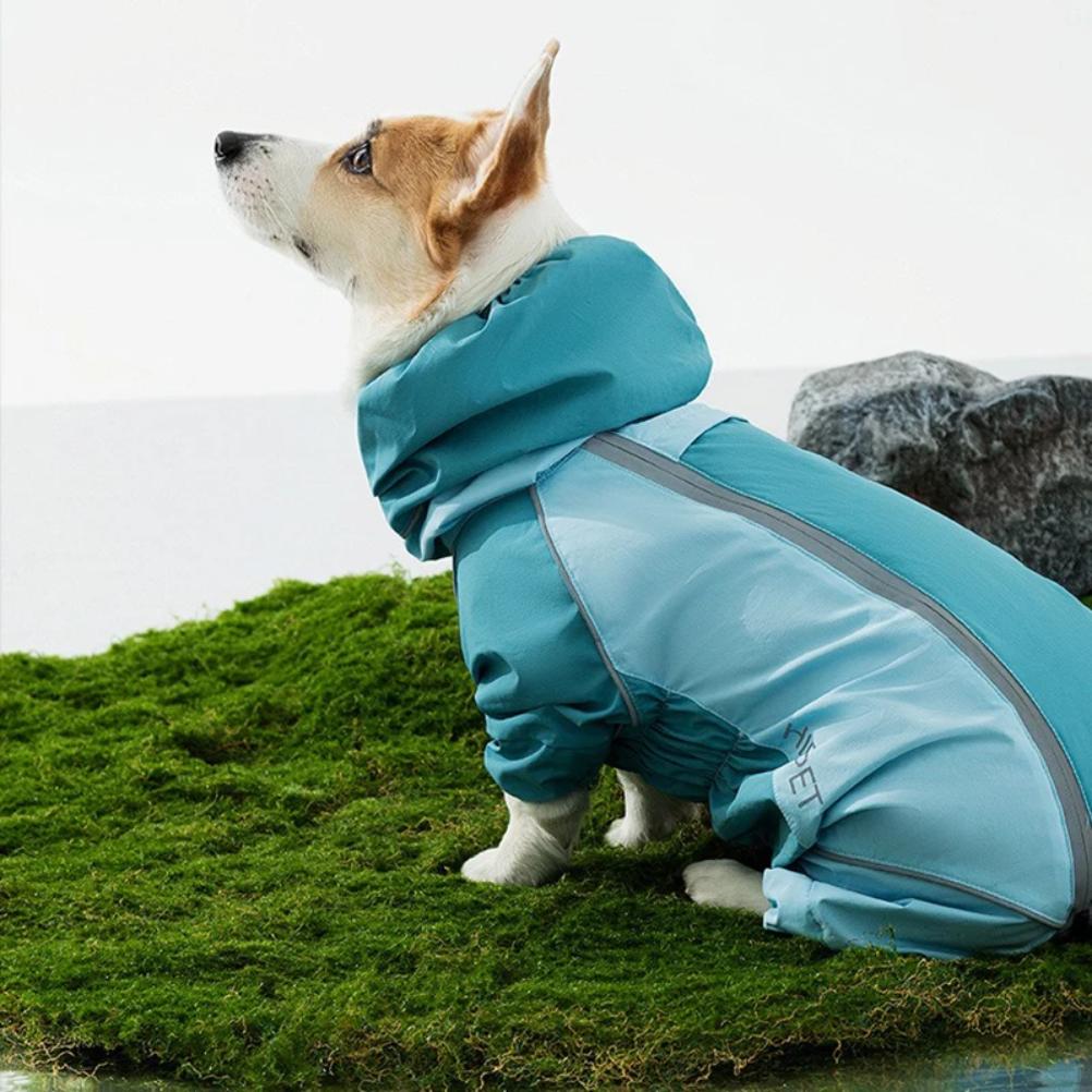All-inclusive Corgi Raincoat Summer Rain Waterproof Dog Clothes Outdoor Travel Medium-sized Dog four-Legged Jumpsuits