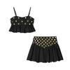 Summer 2025 Women's European & American Fashion Pleated Hem Spaghetti Strap Dress Set