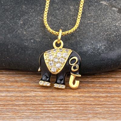 

Nidin Women s Luxury Cubic Zirconia 6 Colors Elephant Pendant Necklace Gold Plated Chain Aesthetic Statement Vintage Jewelry чорний