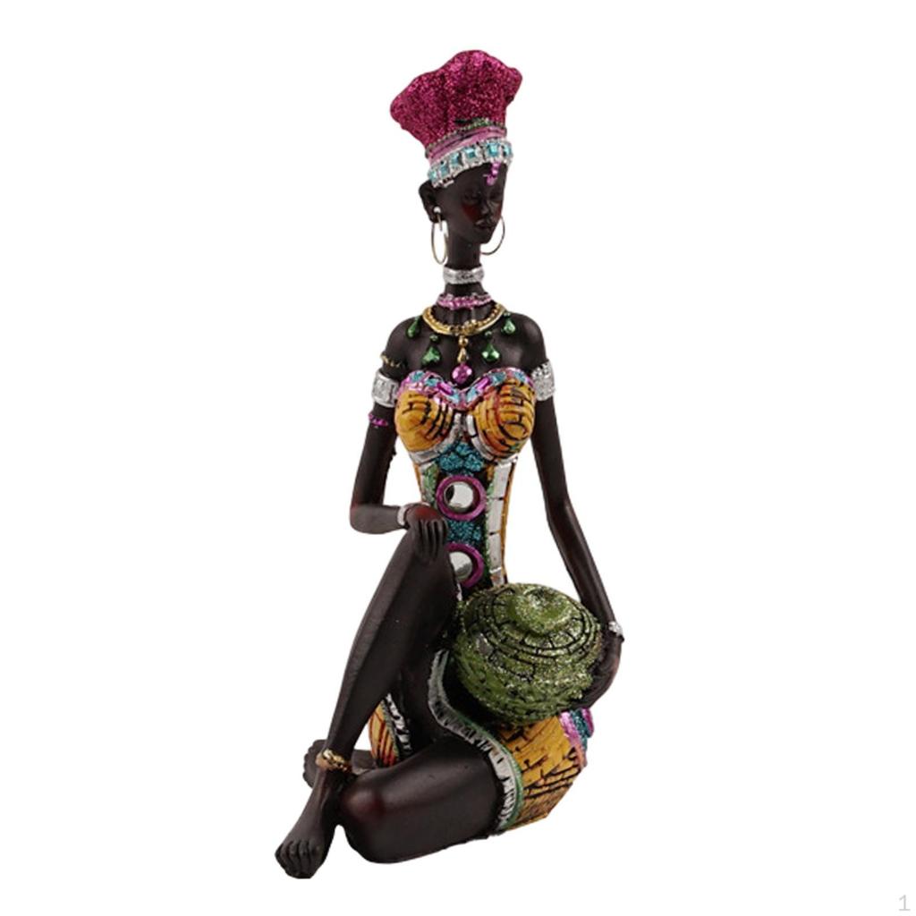 African Lady Statue, Tabletop Sculpture, Lightweight Woman Figurine, for