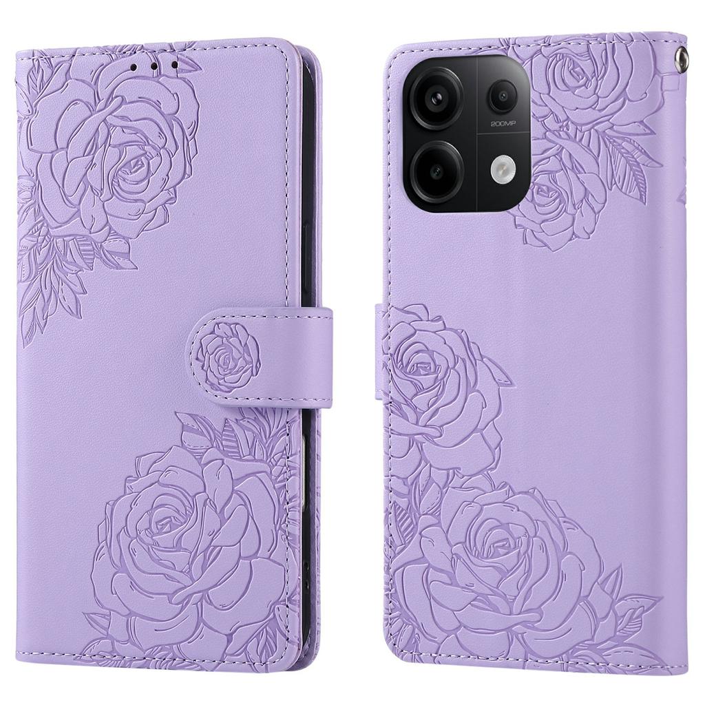 For Xiaomi Redmi Note 13 Pro 5G/Poco X6 5G Case Rose Flower PU Leather Wallet Phone Cover with 3 Card Slots