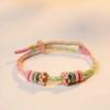 Gradient Color Peach Blossom Knot Bracelet Handmade Braided Adjustable Inspirational Good Luck and Wealth Bracelet