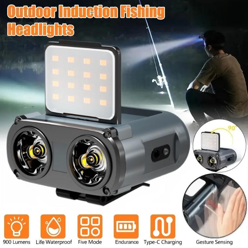 Ultra Bright Rechargeable Headlamp LED Sensor Head Torch Clip on Cap Light Waterproof  Flashlight Outdoor Camping Fishing Lamp