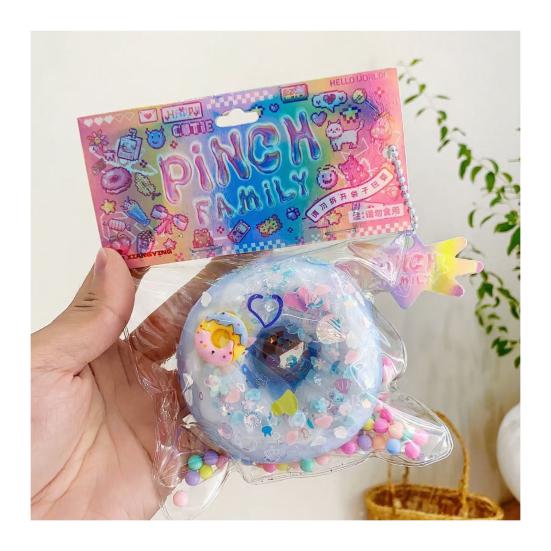 Simulation Doughnut Squeeze Toy Stress Relief Sequin Donut Pinch Sensory Toy Simulated Dessert Fidget Toy Students Office Workers Gift