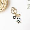 New Year Keychain Panda Heart Pendant Best Wishes Polished Lobster Clip Lightweight Shoulder Bag Schoolbag Decoration Pendant Keyring