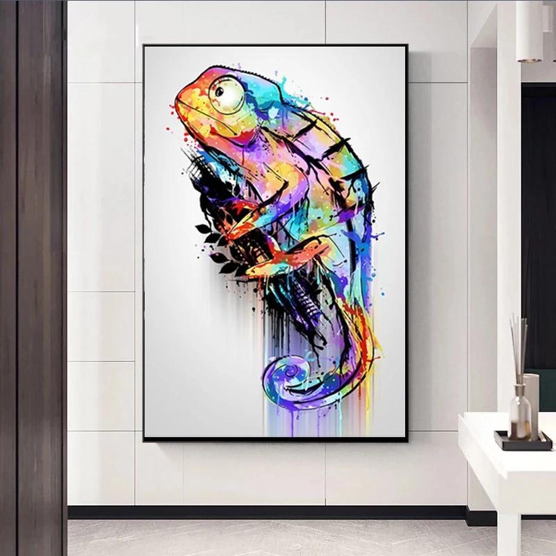 Abstract Graffiti Aesthetics Animal Canvas Paintings Chameleon Wall Art Posters and Prints Modern Artwork Living Room Home Decor No Frame