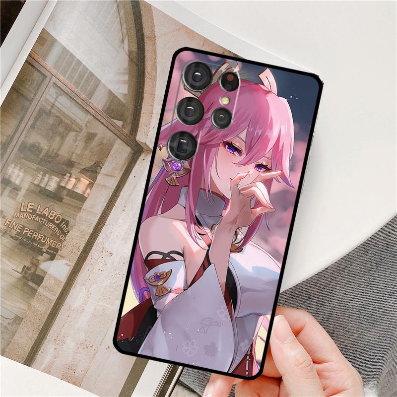 Genshin Impact Yae Miko Phone Case For Samsung Galaxy S24 Ultra S9 S10 S20 S21 S22 S23 Plus S24 FE S25 Ultra Cover