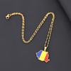 Romanian Stainless Steel Map Necklace – Ethnic Geometric Pendant Clavicle Chain for Women