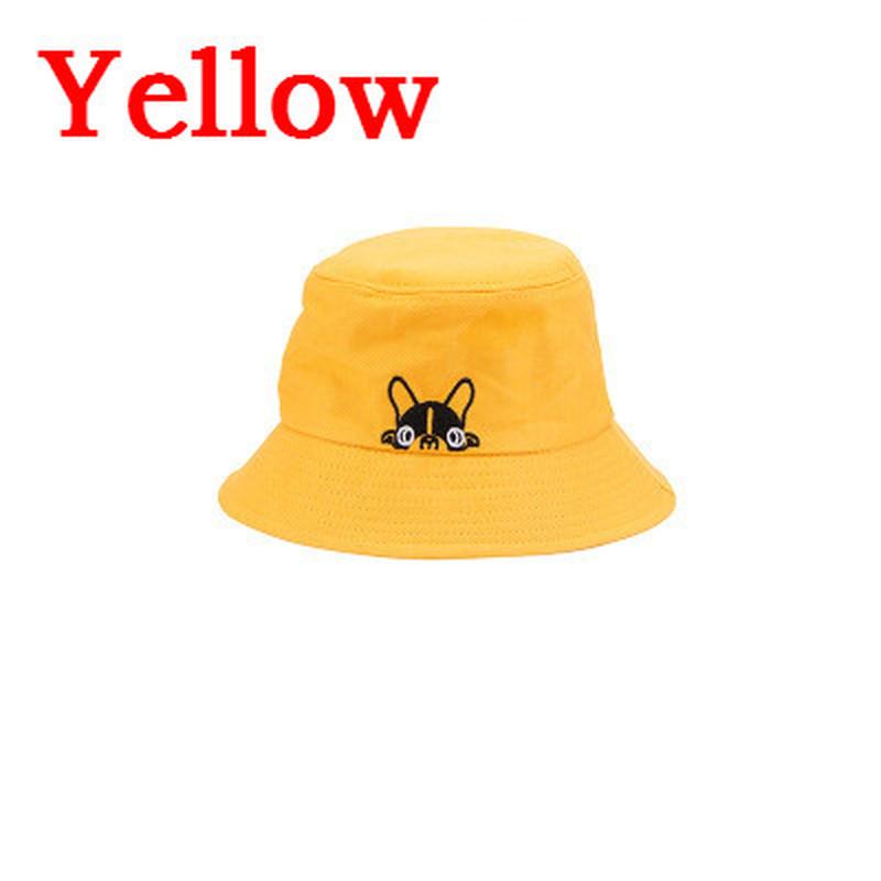 Unisex Embroidered Cute Dog Foldable Bucket Hat Beach Sun Hat Street Headwear Outdoor Cap Men and Woman Hat