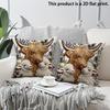 2 Stück Schottisches Hochlandrind und Lämmer Florale Kissenhülle 2D Flachdruck Bauernhaus Weiche Kissenhülle für Heim-Sofa-Dekoration