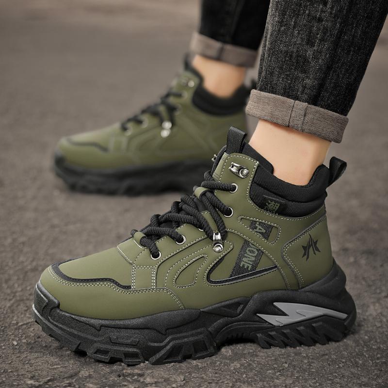 2025 New Men Outdoor Fashion Versatile Thick Sole Shoes Anti Slip High Top wear-resistant Sports Work Shoes Travel Casual Shoes