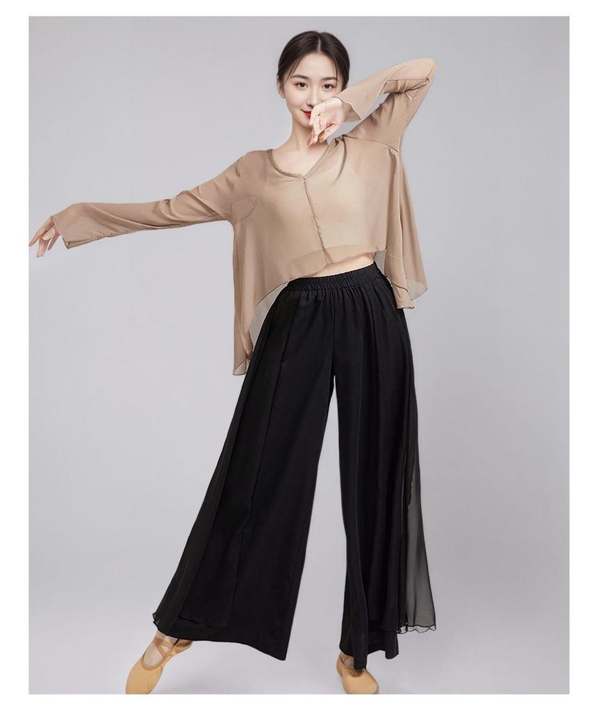 Women's Ethnic Classical Dance Wide-Leg Pants - Figure Shaping Practice Wear for Modern Dance
