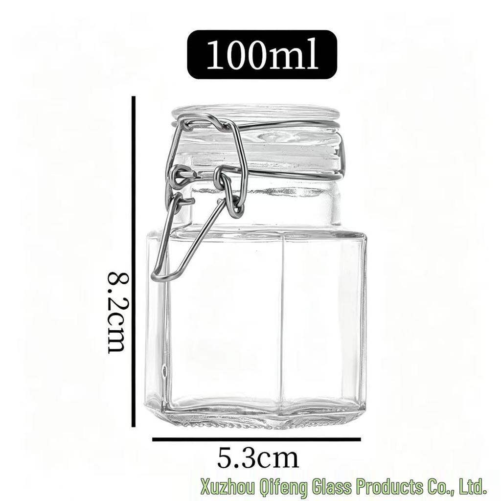 In Stock Transparent Graduated Glass Storage Jar with Sealed Buckle for Moistureproof Tea or Mason Jar Storage