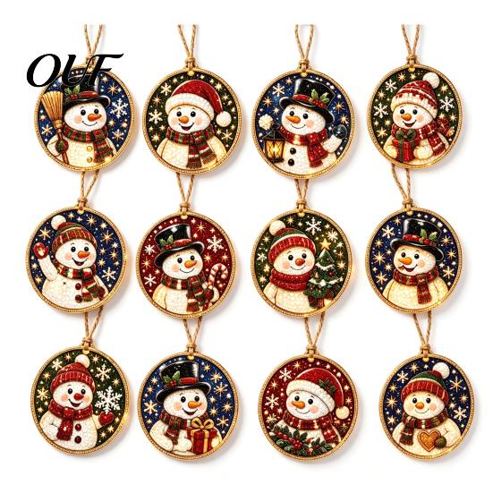 Christmas Rhinestone Painting Kits 12Pcs DIY Ornament Kit, Faux Pearl Supplies for Adults Art Hanging Decor Adults, Holiday Tree Wreath Mantel