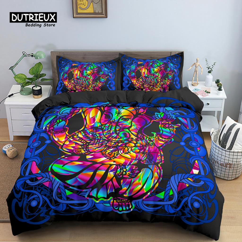 Modern Classic Indian Ganesha Bohemian Meditation Elephant Polyester Mandala For Kids Teen Adults Full Comforter