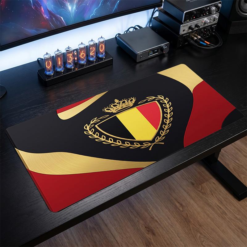 Belgium Football Crest Mouse Pad, Extended Non Slip Rubber Desk Mat for Gaming Office Laptop Fan Gift