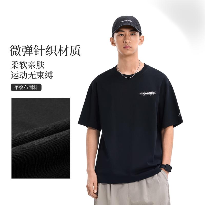 Li Ning Outdoor CF Tracing T Shirts Unisex Black Crew Neck ATSW045-2