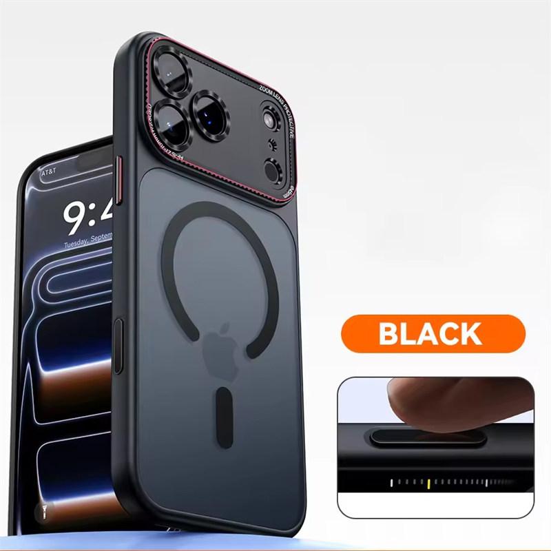 Luxury Magnetic Camera Bumper Protection Case For iPhone 17 16 15 14 Pro Max Wireless Charging Shockproof Hard Matte Clear Cover