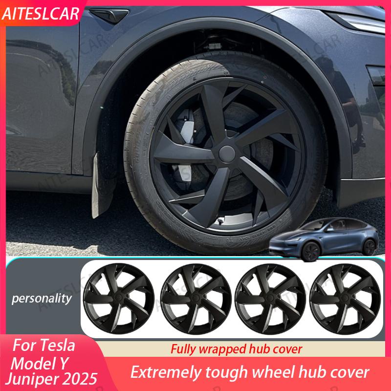 4PCS 19 Inch HubCap for Tesla Model Y Juniper 2025 Hubcap Performance Replacement 19''Crossflow Wheels Cover Full Rim Accessorie