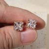 Simple Square Zirconia Stud Earrings for Women Golden Earring Jewelry Party Accessories